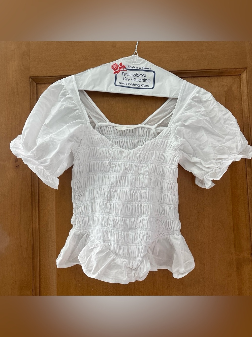 Zara White Puff Sleeve Top